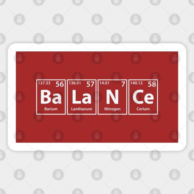Balance (Ba-La-N-Ce) Periodic Elements Spelling Sticker by cerebrands